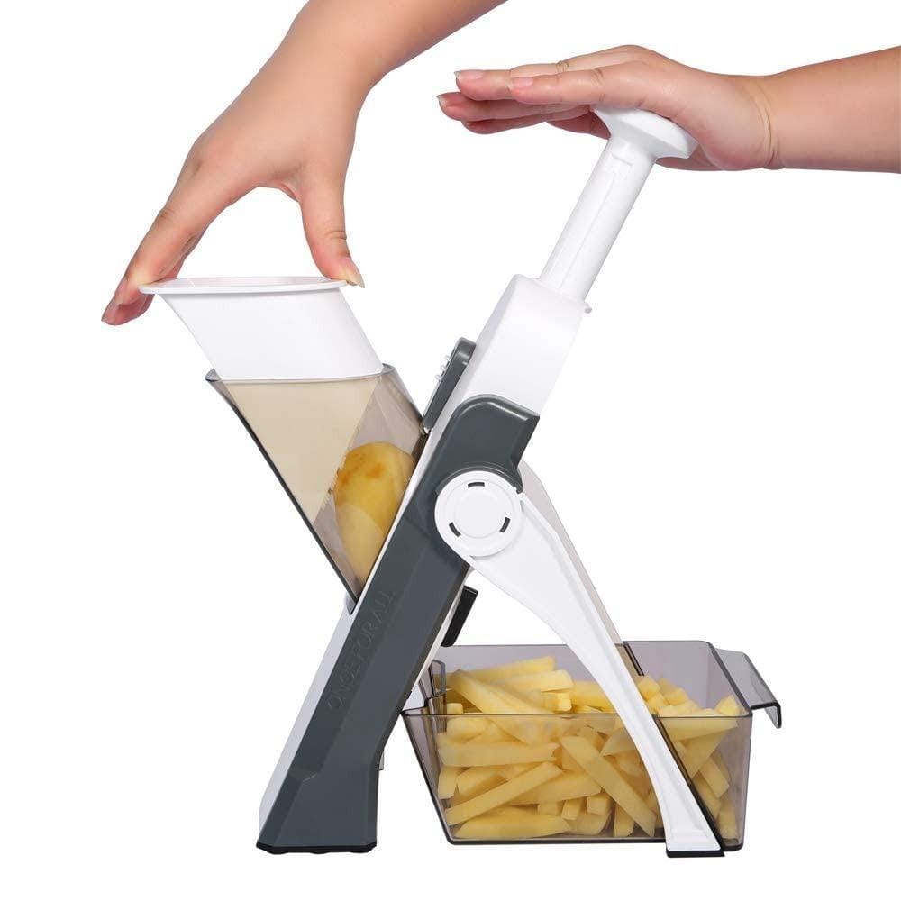 5-IN-1 VEGATABLE SLICER WITH TRANSPARENT TRAY