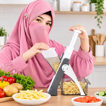 5-IN-1 VEGATABLE SLICER WITH TRANSPARENT TRAY