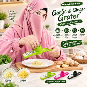 Garlic & Ginger Grater with Hand Protector Green