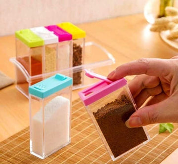 6 Pcs Seasoning Spices Set PP PS Plastic Kitchen Masala Box