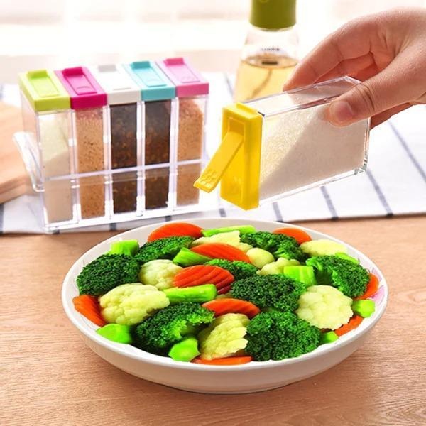 6 Pcs Seasoning Spices Set PP PS Plastic Kitchen Masala Box
