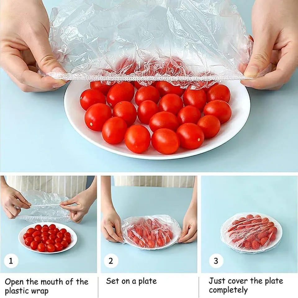 100 Pcs Plastic Food Covers with Bear Print