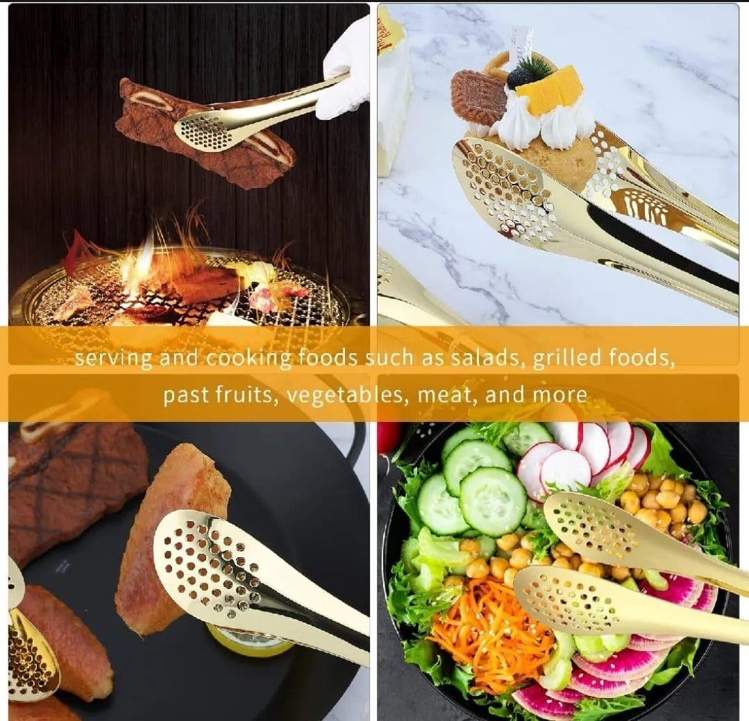 Golden Stainless Steel Bread Tongs 3 Cubic
